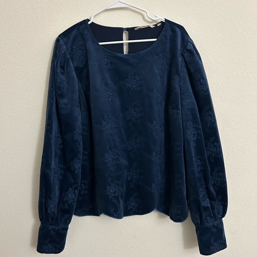 Soft Surroundings Navy Floral Blouse